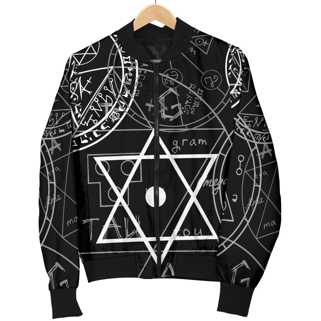 Pentagram Pattern Print Design A01 Women's Bomber Jacket