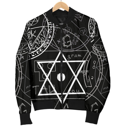 Pentagram Pattern Print Design A01 Women's Bomber Jacket
