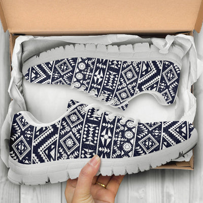 Blue White Tribal Aztec Sneakers White Bottom Shoes