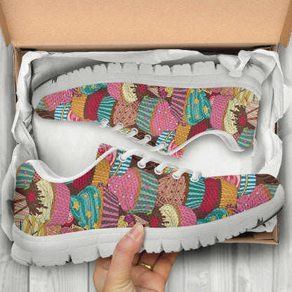 Cupcake Pattern Print Design CP01 Sneakers White Bottom Shoes