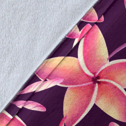 Purple Plumeria Pattern Print Design PM010 Fleece Blanket