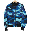 Camo Blue Pattern Print Design 04 Women's Bomber Jacket