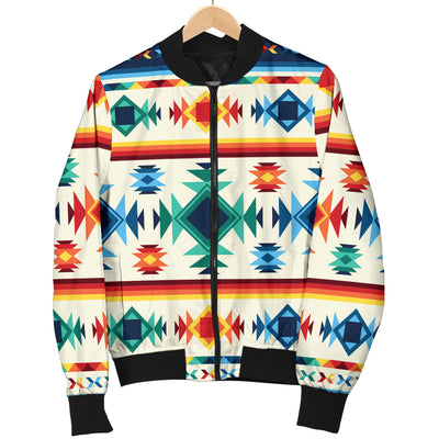 Aztec Pattern Print Design 02 Women's Bomber Jacket