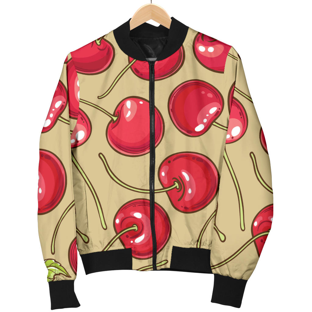 Cherry Pattern Print Design CH05 Women Bomber Jacket