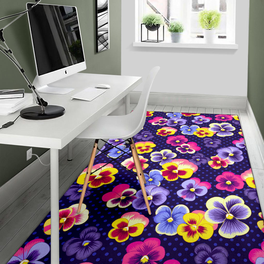 Pansy Pattern Print Design PS04 Area Rugs