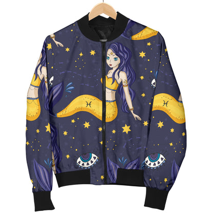 Pisces Pattern Print Design A04 Women's Bomber Jacket