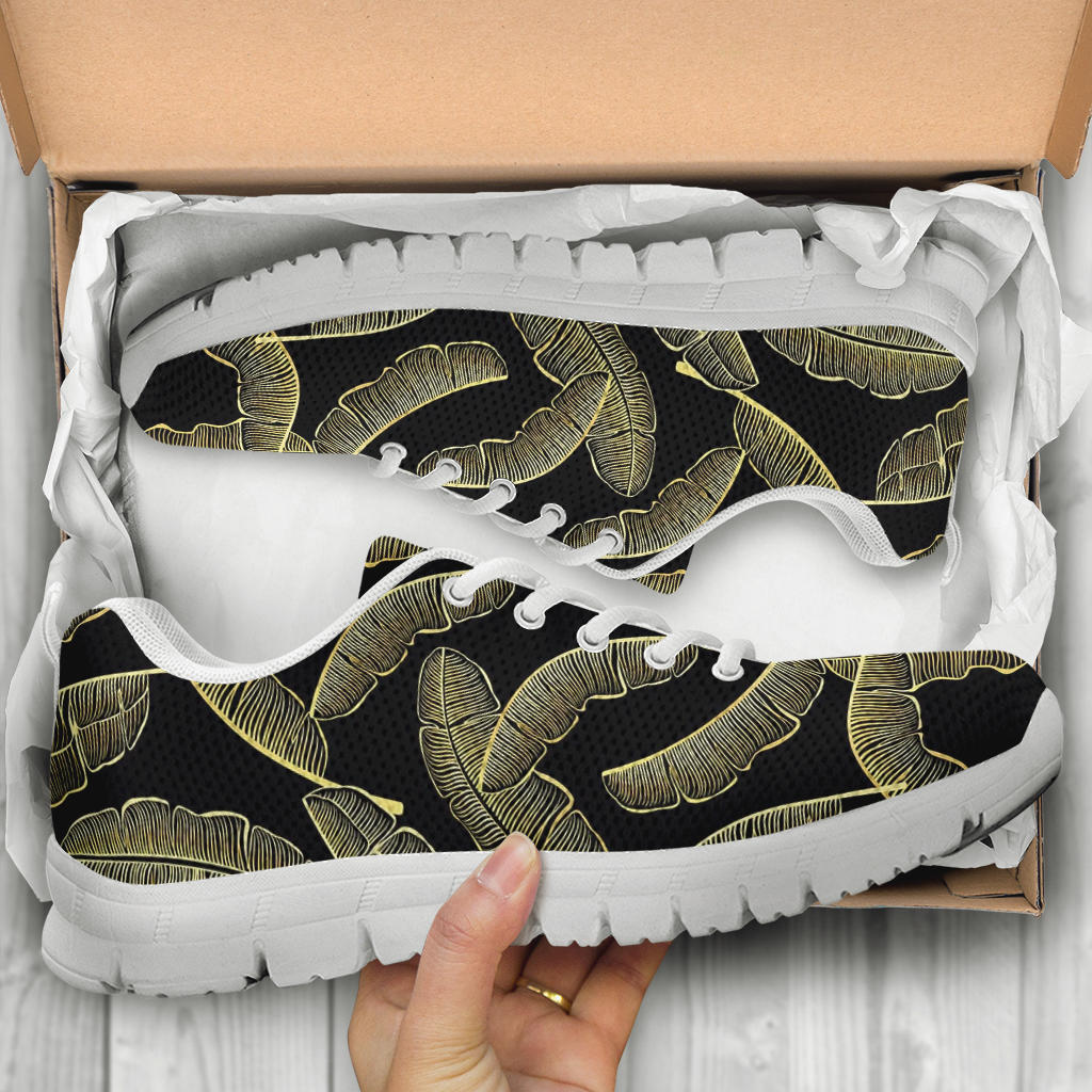 Banana Leaf Pattern Print Design BL07 Sneakers White Bottom Shoes