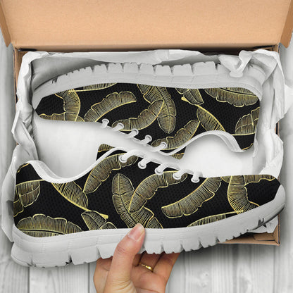 Banana Leaf Pattern Print Design BL07 Sneakers White Bottom Shoes