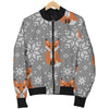 Knit Red Fox Pattern Print Design 02 Women's Bomber Jacket