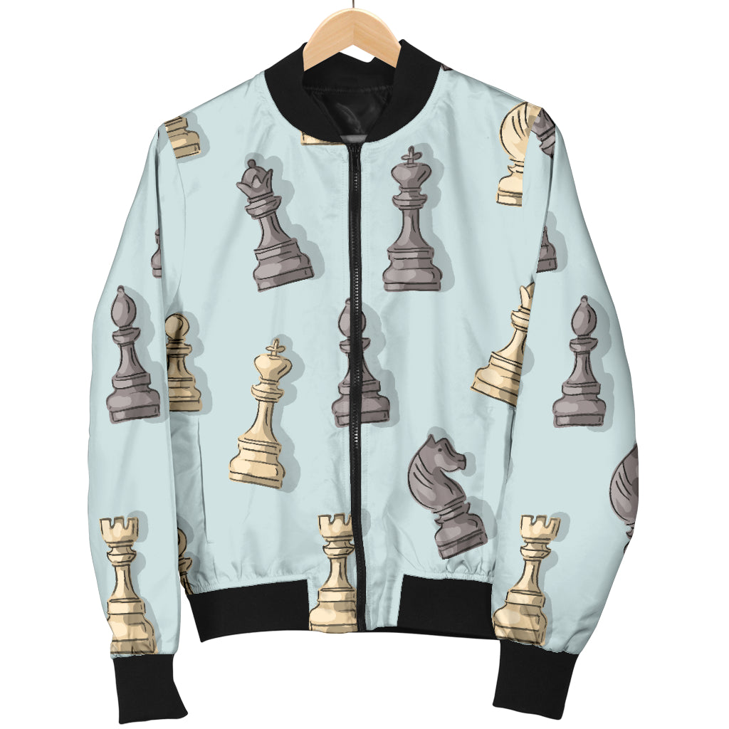 Chess Pattern Print Design 02 Women's Bomber Jacket