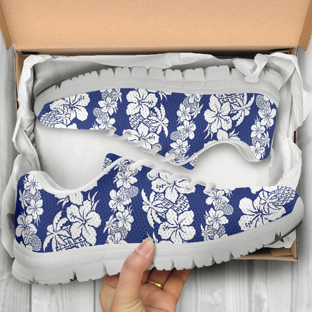 Hawaiian Themed Pattern Print Design H07 Sneakers White Bottom Shoes