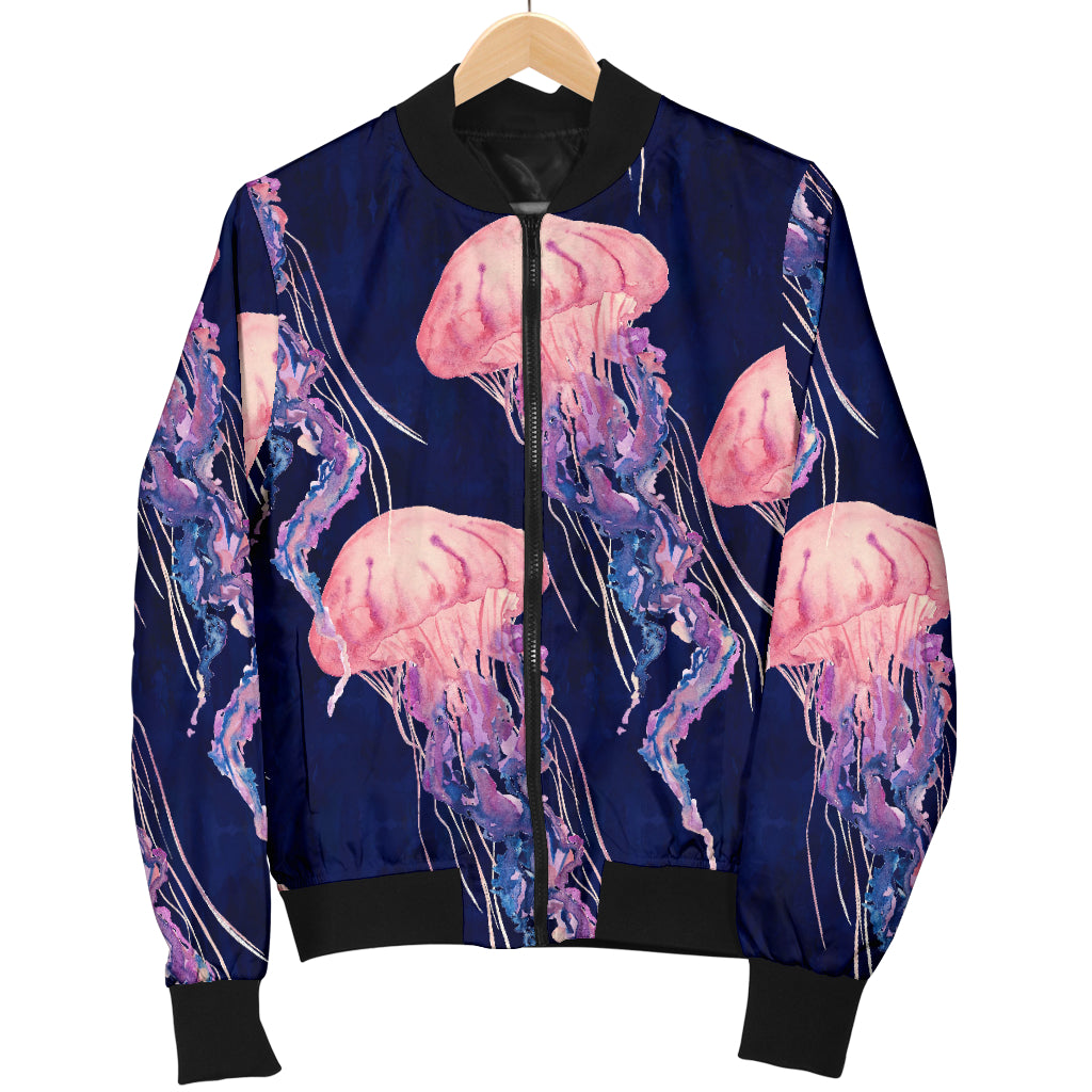 Jellyfish Pattern Print Design 03 Women's Bomber Jacket