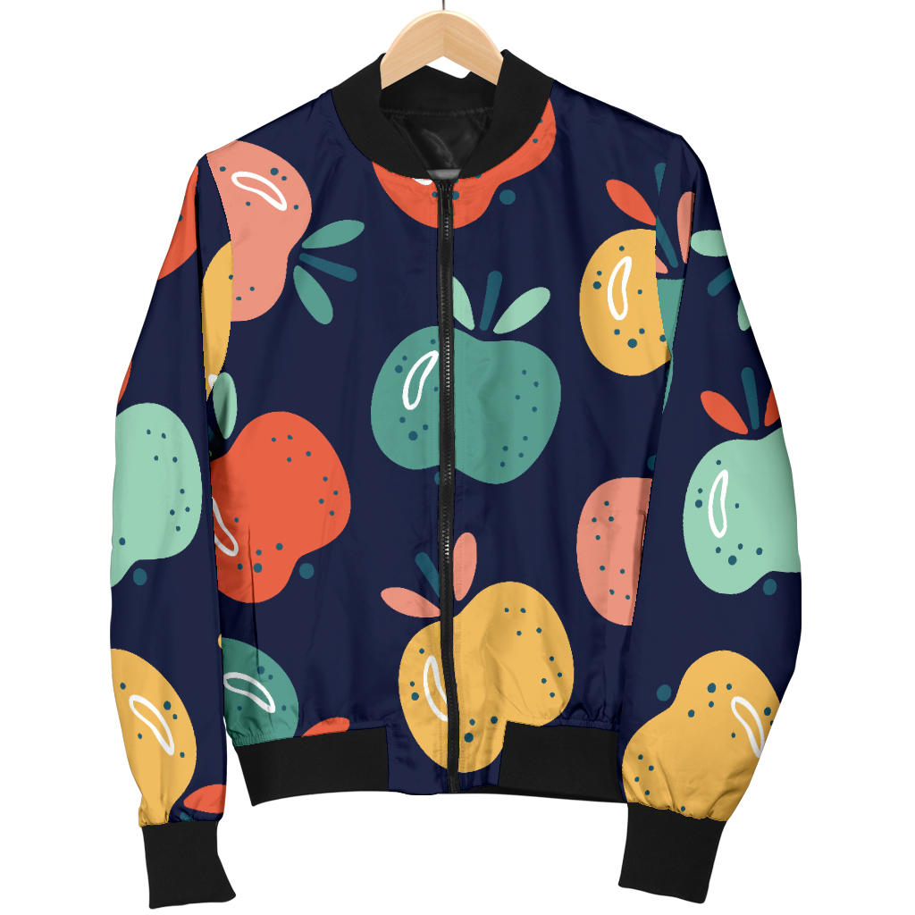 Apple Pattern Print Design AP09 Women Bomber Jacket