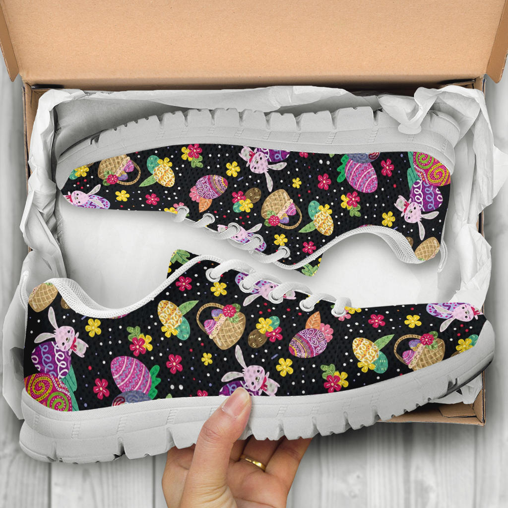 Easter Eggs Pattern Print Design RB06 Sneakers White Bottom Shoes