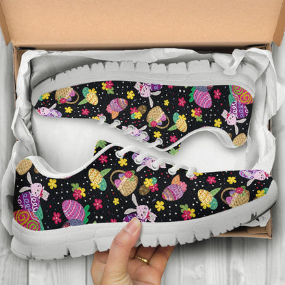 Easter Eggs Pattern Print Design RB06 Sneakers White Bottom Shoes
