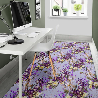 Iris Pattern Print Design IR07 Area Rugs