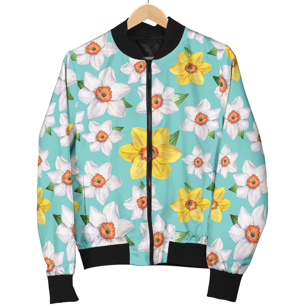 Daffodils Pattern Print Design 02 Women's Bomber Jacket