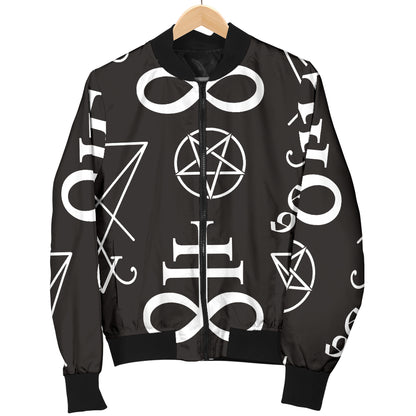 Pentagram Pattern Print Design A04 Women's Bomber Jacket