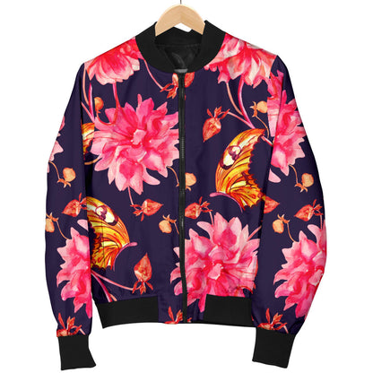 Dahlia Pattern Print Design DH03 Men Bomber Jacket