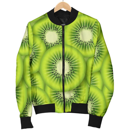 Kiwi Pattern Print Design KW01 Women Bomber Jacket