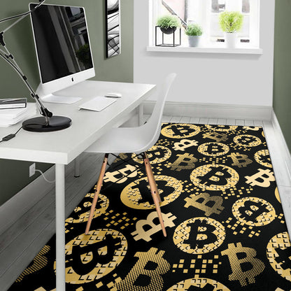 Bitcoin Pattern Print Design DO06 Area Rugs