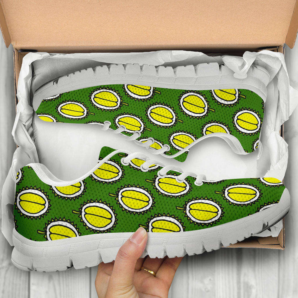 Durian Pattern Print Design DR01 Sneakers White Bottom Shoes