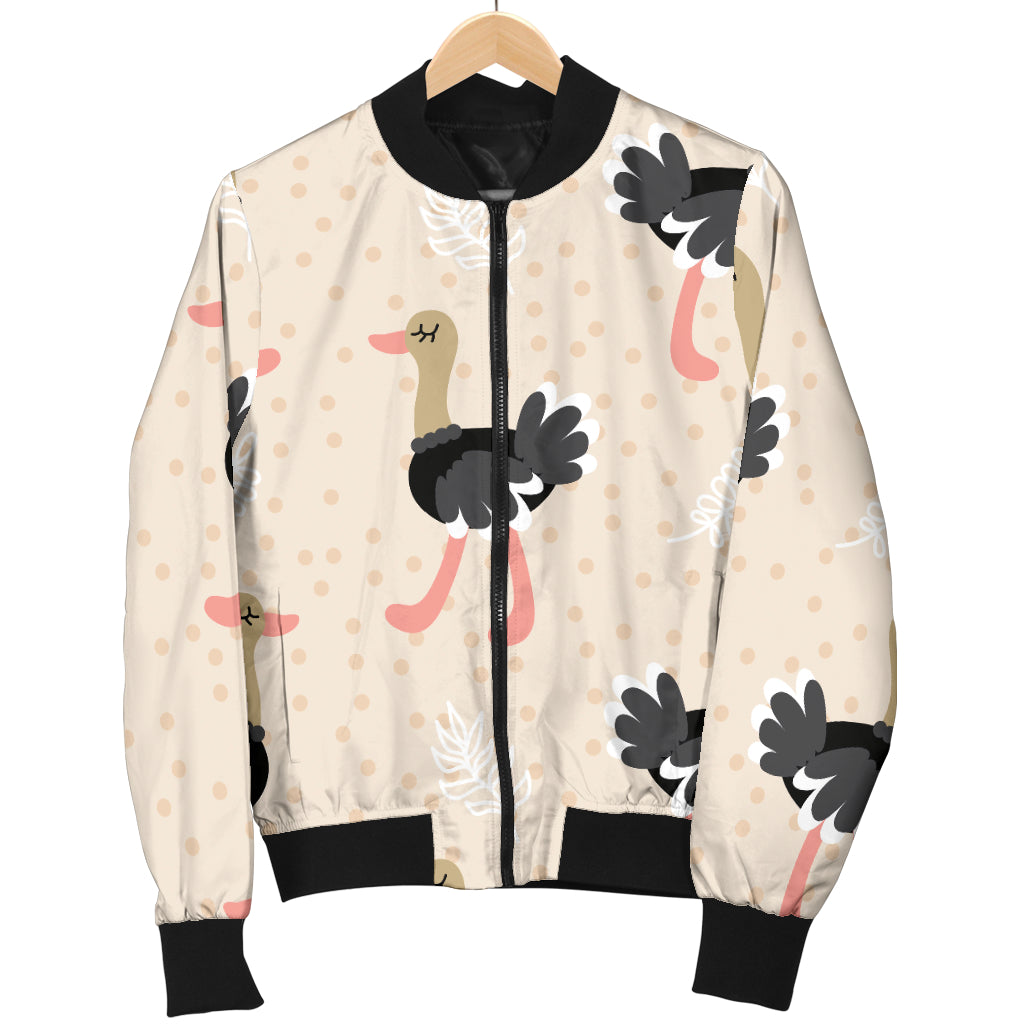 Ostrich Pattern Print Design 02 Women's Bomber Jacket