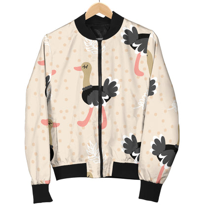 Ostrich Pattern Print Design 02 Women's Bomber Jacket