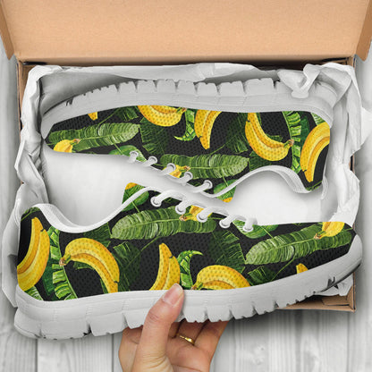 Banana Pattern Print Design BA01 Sneakers White Bottom Shoes