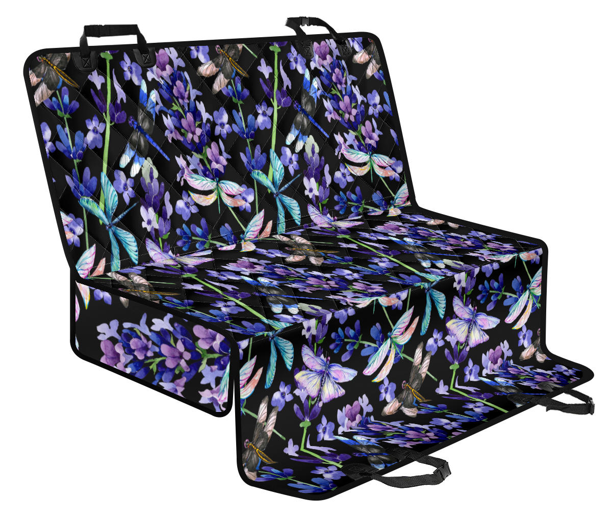 Lavender Dragonfly Pattern Print Design LV03 Rear Dog  Seat Cover