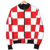 Checkered Red Pattern Print Design 04 Women's Bomber Jacket