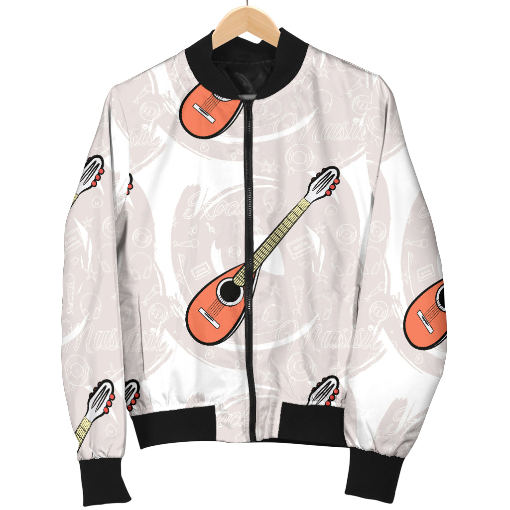 Mandolin Pattern Print Design 03 Women's Bomber Jacket