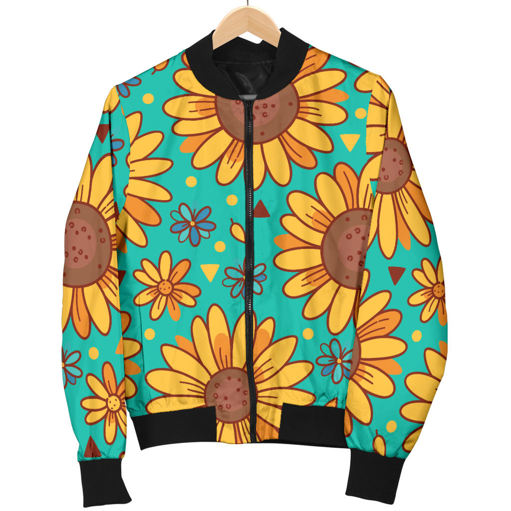 Sunflower Pattern Print Design SF013 Men Bomber Jacket