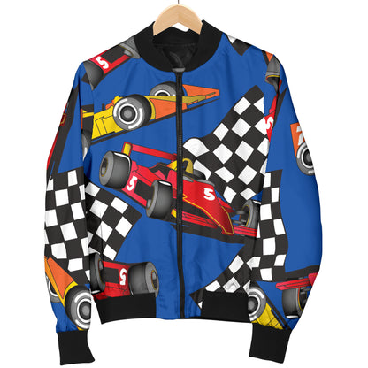 Racing Pattern Print Design A01 Women's Bomber Jacket