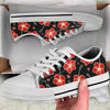 Red Hibiscus Pattern Print Design HB021 White Bottom Low Top Shoes