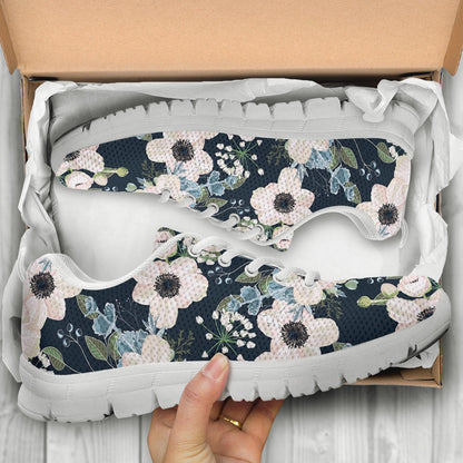 Anemone Pattern Print Design AM02 Sneakers White Bottom Shoes