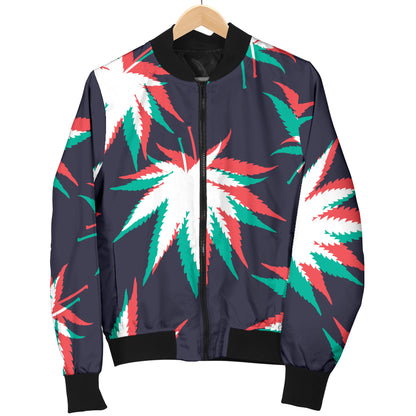 Pot Leaf Pattern Print Design A01 Women's Bomber Jacket