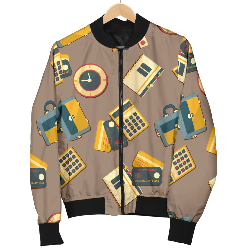 Accounting Financial Pattern Print Design 03 Women's Bomber Jacket