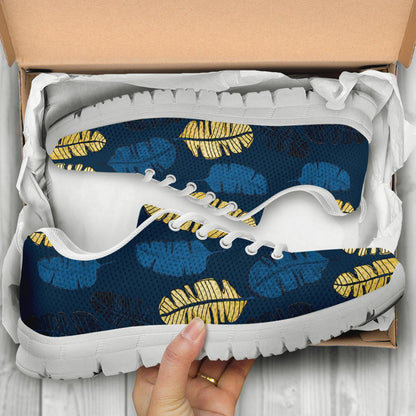 Banana Leaf Pattern Print Design BL09 Sneakers White Bottom Shoes