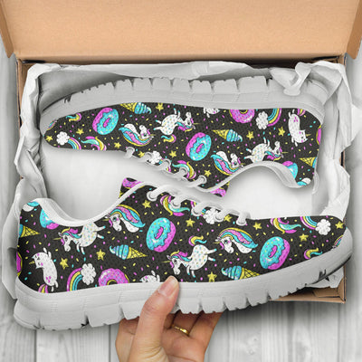 Donut Unicorn Pattern Print Design DN09 Sneakers White Bottom Shoes