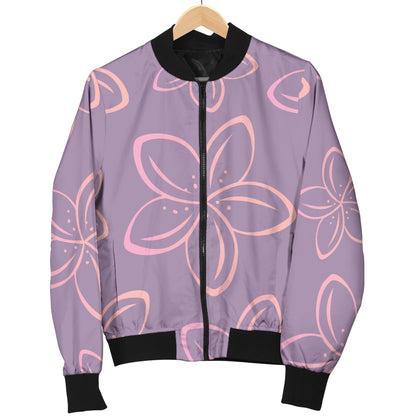 Plumeria Pattern Print Design A01 Women's Bomber Jacket