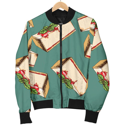 Cheesecake Pattern Print Design CK02 Women Bomber Jacket