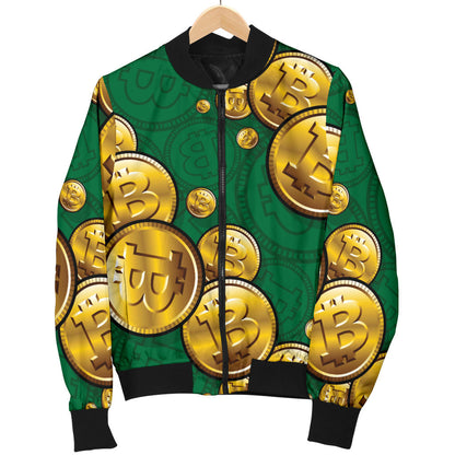 Bitcoin Pattern Print Design DO02 Women Bomber Jacket