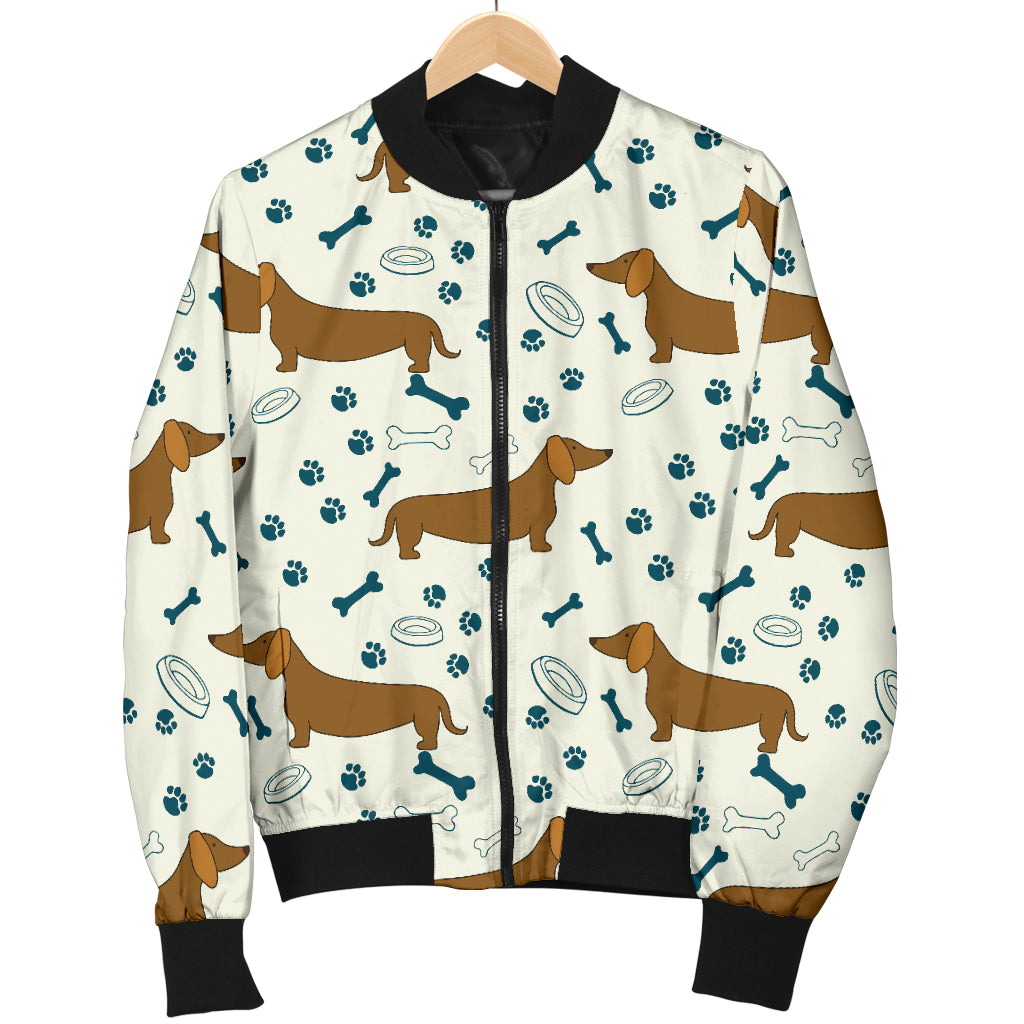 Dachshund Pattern Print Design 01 Women's Bomber Jacket