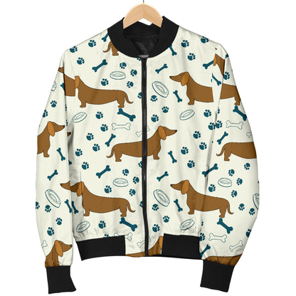Dachshund Pattern Print Design 01 Women's Bomber Jacket