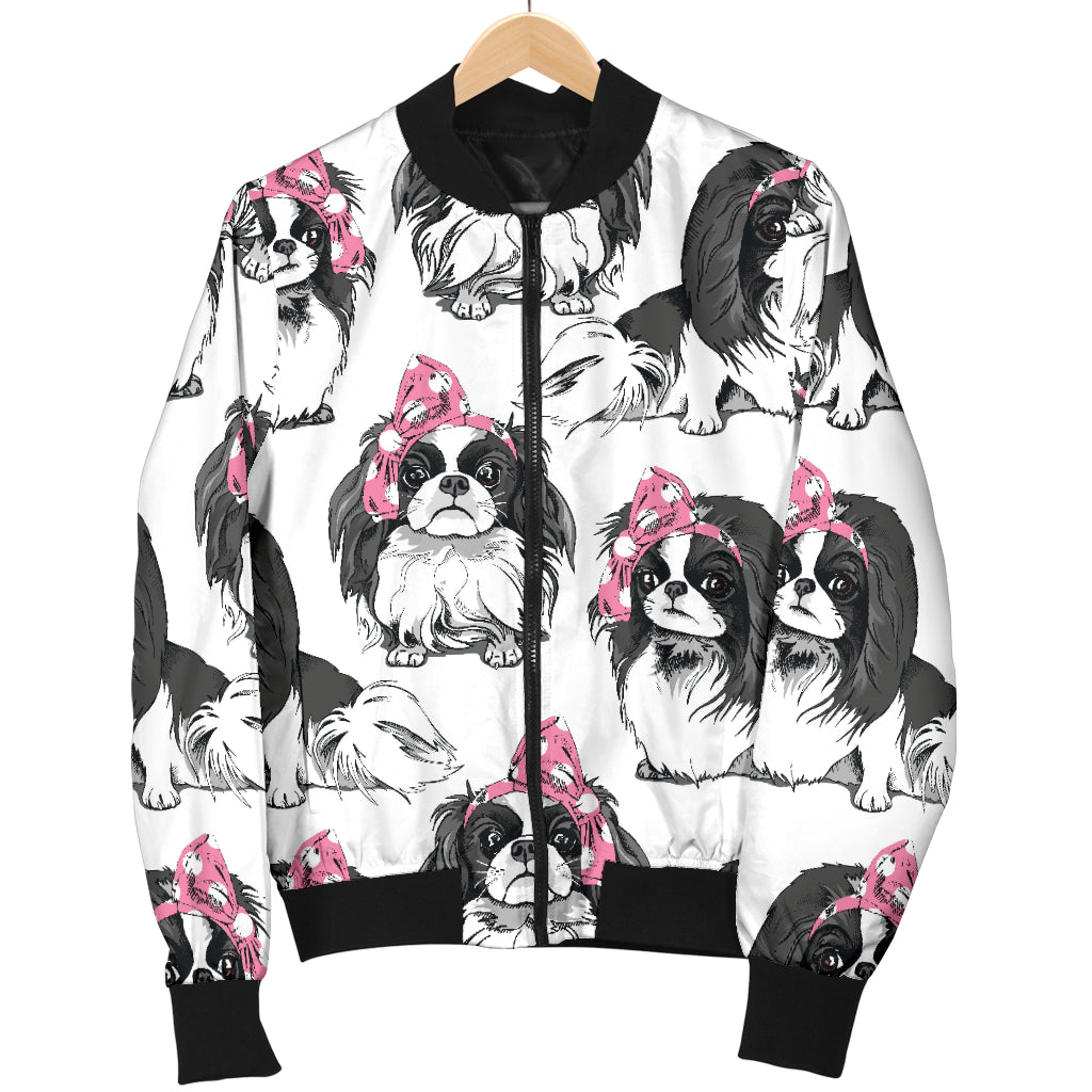 Japanese Chin Pattern Print Design 01 Women's Bomber Jacket