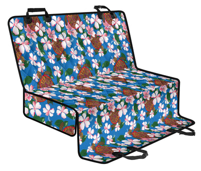 Sea Turtle Pink Hibiscus Hawaiian Print Rear Dog  Seat Cover