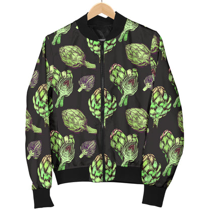 Artichoke Pattern Print Design 02 Women's Bomber Jacket