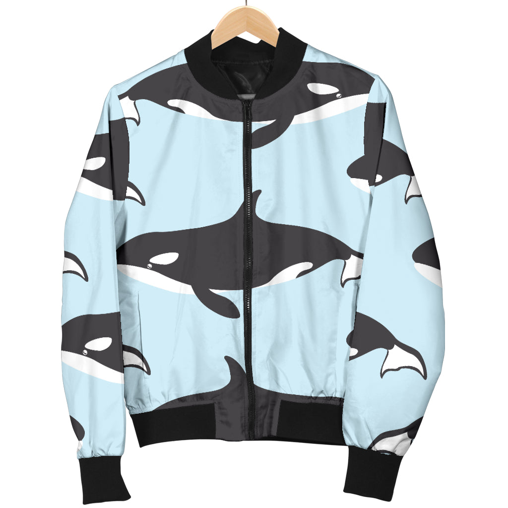 Killer Whale Pattern Print Design 01 Women's Bomber Jacket