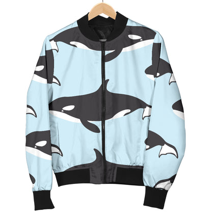 Killer Whale Pattern Print Design 01 Women's Bomber Jacket